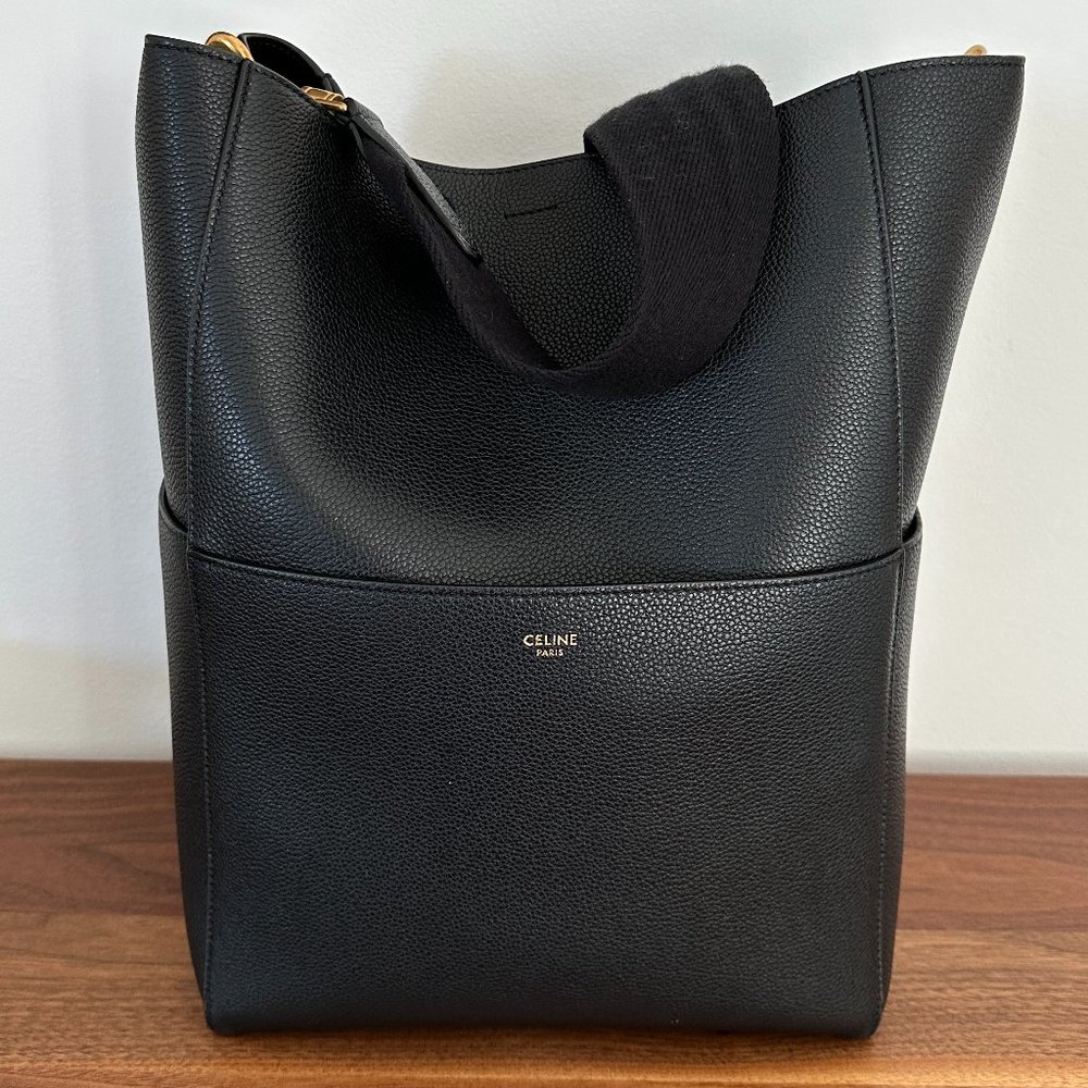 Celine Black Leather Sangle Bucket Bag